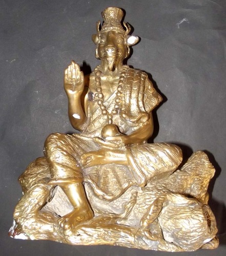 Pra Ruesi Galay Gote  Bucha Statue  6 x 7.5 x 3 Inches - Nuea Tong Chanuan (Sacred Brass alloy) - Luang Por Glom - Luang Por Glom - Wat Nong Bua (Sra Kaew)