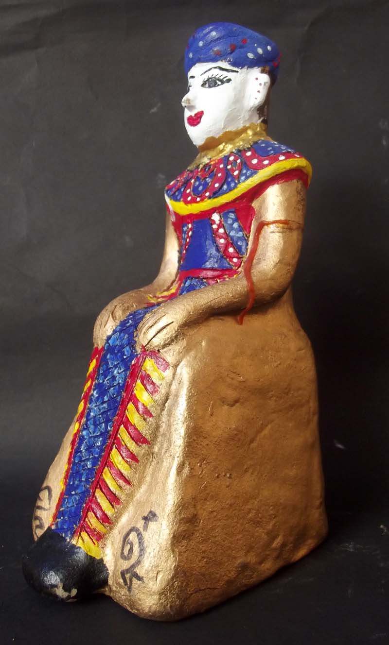 Ma Dtaeri (Hand Made + Painted Burmese Kumarn Tong - Male Version) - 5 Inches High - Nuea Din Aathan (Sacred Earth) Ud See Pherng Nam Man Prai (Prai Oil Balms inserted) - Luang Por Kane - Wat Koh Poo