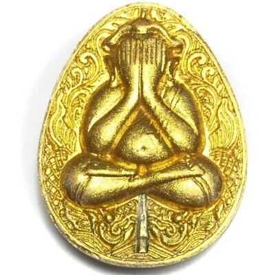 Pra Pidta Jumbo Na Sethee Gammagarn Sacred Powders Gold Face Silver Takrut Monk Robe & Ruby Fragments Kroo Ba Na
