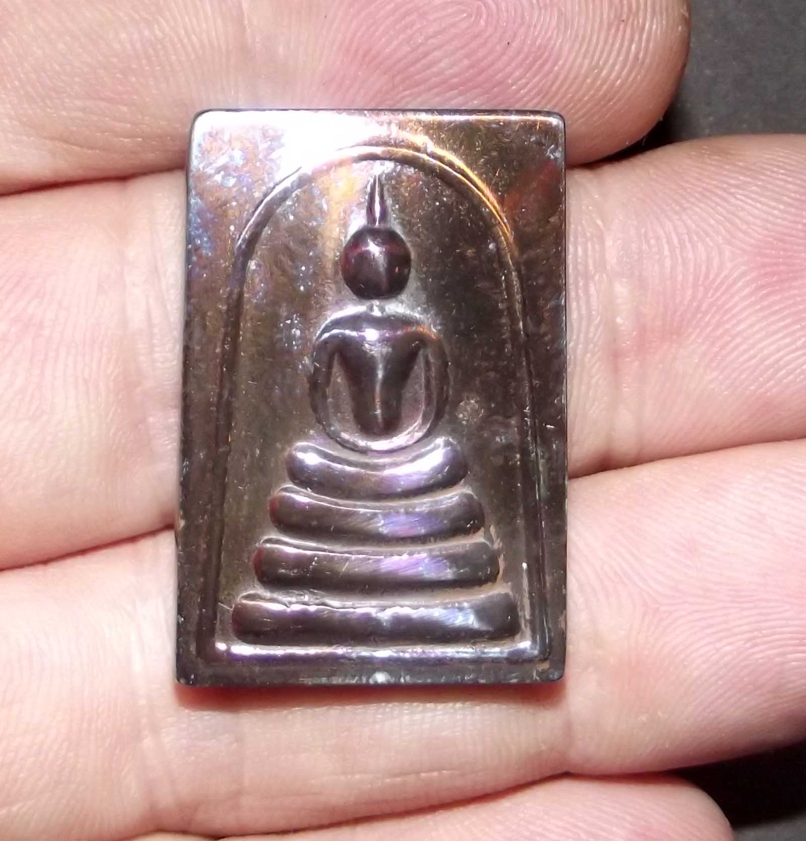 Pra Somdej (Benjapakee amulet) - Nuea Lek Lai Nam Neung See Peek Maleng Tap (Buddha subduing Mara made from Pure Lek Lai) - Luang Por Hone (Huan) - Wat Putai Sawan