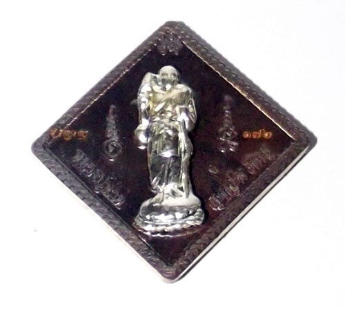 Rian Pra Luang Por Tuad Dern Dong in Nava Loha Hnaa Ngern 9 Sacred Metals Solid Silver Image 2556 BE Wat Mae Takrai