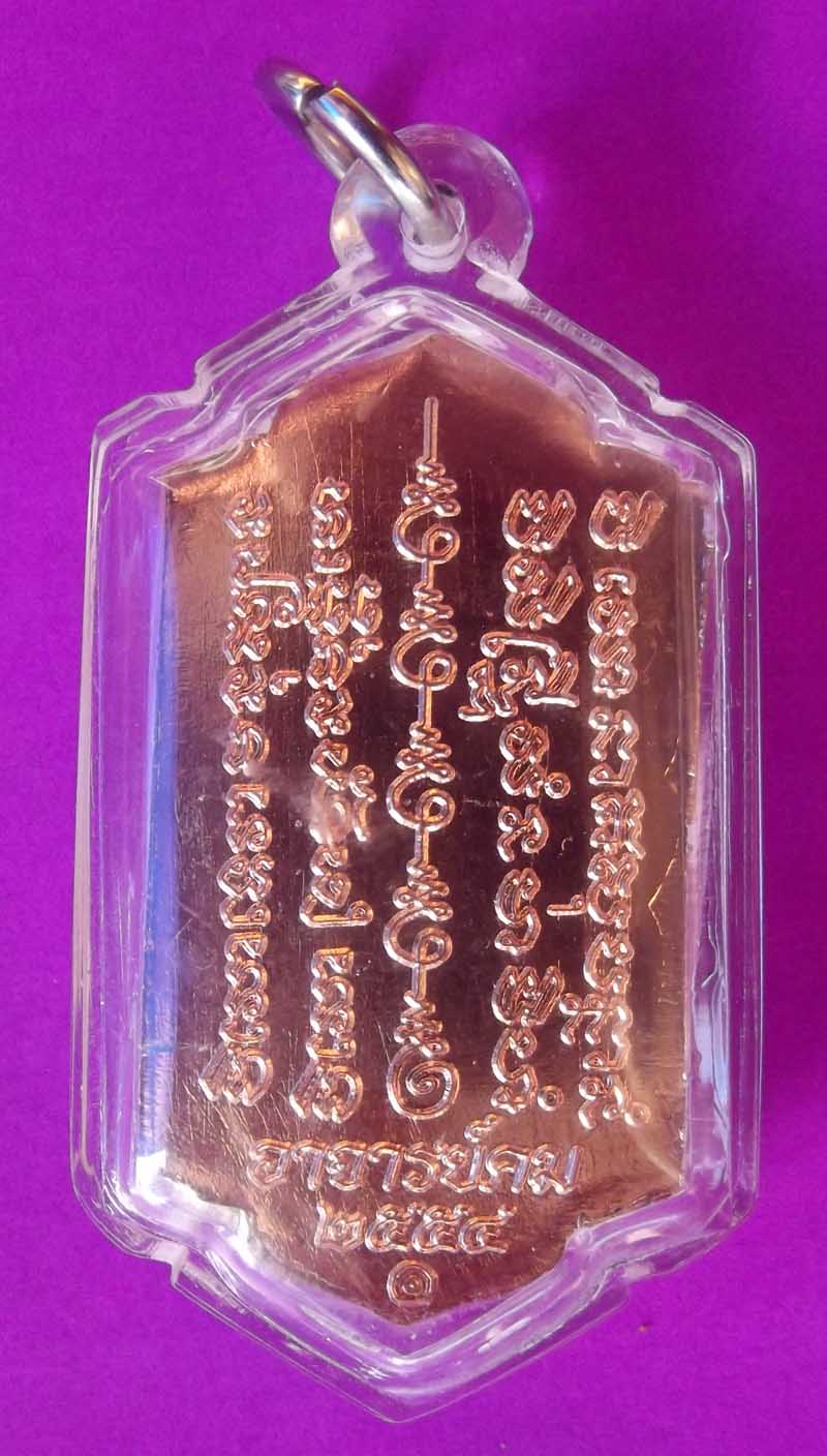 Rian Jing Jok Sadung Bpi  - Nuea Tong Daeng Dtid Krang Putsa (sacred copper alloys with Putsa Paste gecko charm) - Ajarn Kom Trai Waes - Asrom Baramee Por Gae 2554 BE - Casing Included