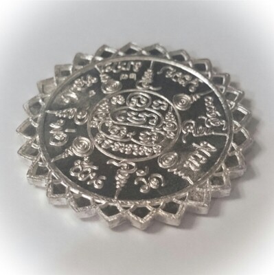 Rian Laekhasart (Duang Bai Huay) - Nuea Ngern Ongk Kroo Masterpiece Version in Solid Silver - Lottery Numbers Divination Amulet - Luang Ta Chuan 2555 BE
