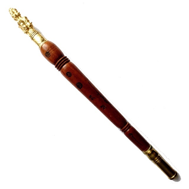 Kata Sri Maha Prohm (Brahma Wand) - Nuea Mai Saksit - Magic Wand made from Holy Wood - Luang Por Prohm (Khao Or Master) 12 Inches Long - Wat Ban Suan 2555 BE