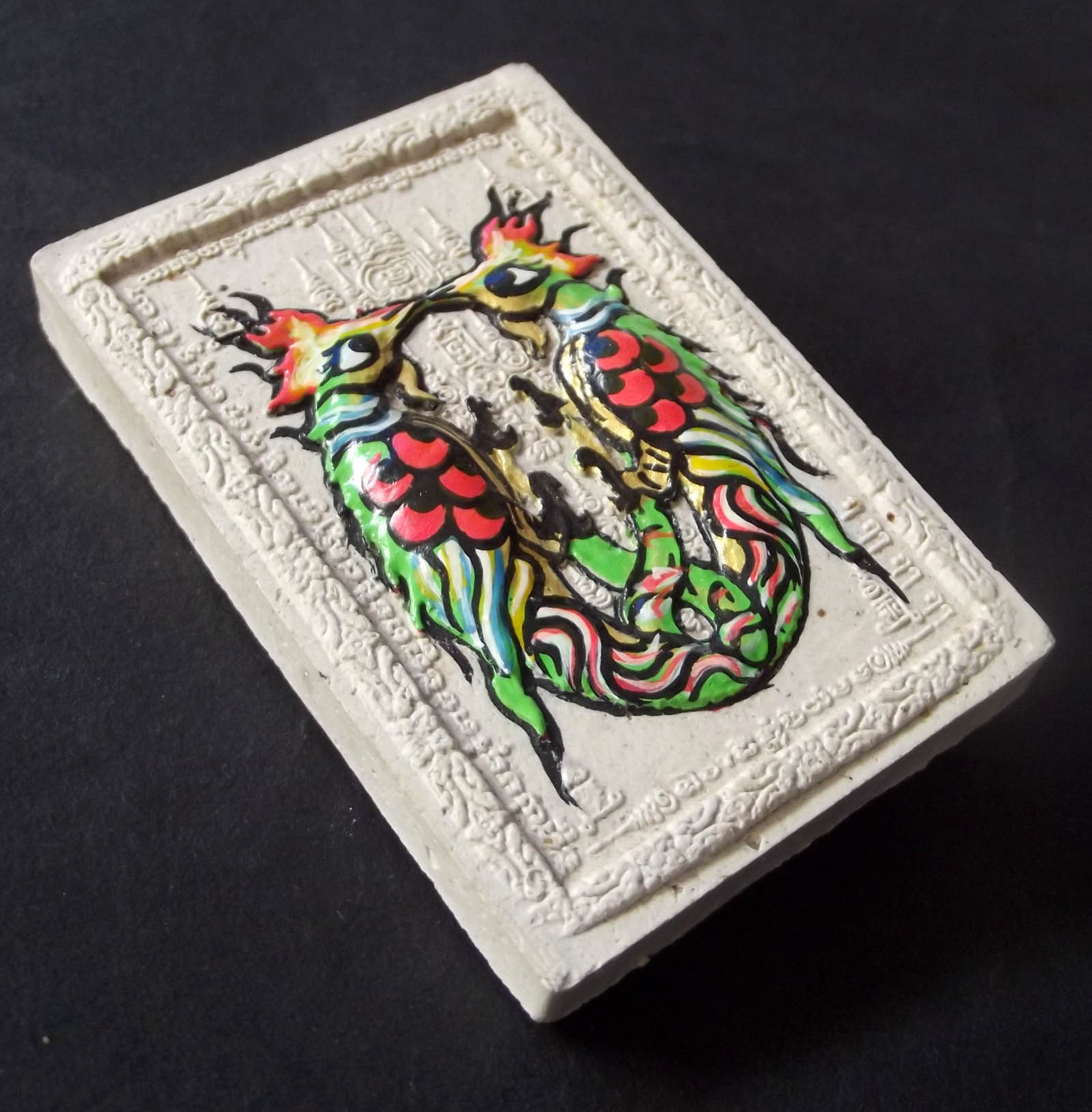 Taep Sariga Koo Chiwit Hlang Pra Pikanes Roey Ploi Pim Yai (large size) Sariga with Ganesha Hand Painted Sacred Powder Amulet) - Luang Por Chor - Wat Hnong Saeng 'Wai Kroo Edition' 2555 BE