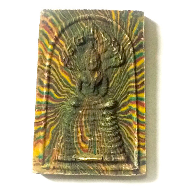 Pra Somdej Nakprok Gao Chan 91st Birthday Edition Amulet - Rainbow Powders Buddha Amulet on 9 Tiered Naga Throne 1 Takrut - Luang Por Pae Wat Pikul Tong