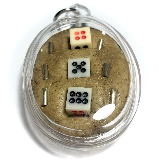 Locket Por Phu Yee Gor Hong Gambling God Ongk Kroo - 6 Takrut 3 Enchanted Dice in Prai Maha Lap Powders Luang Por Glom Wat Nong Bua