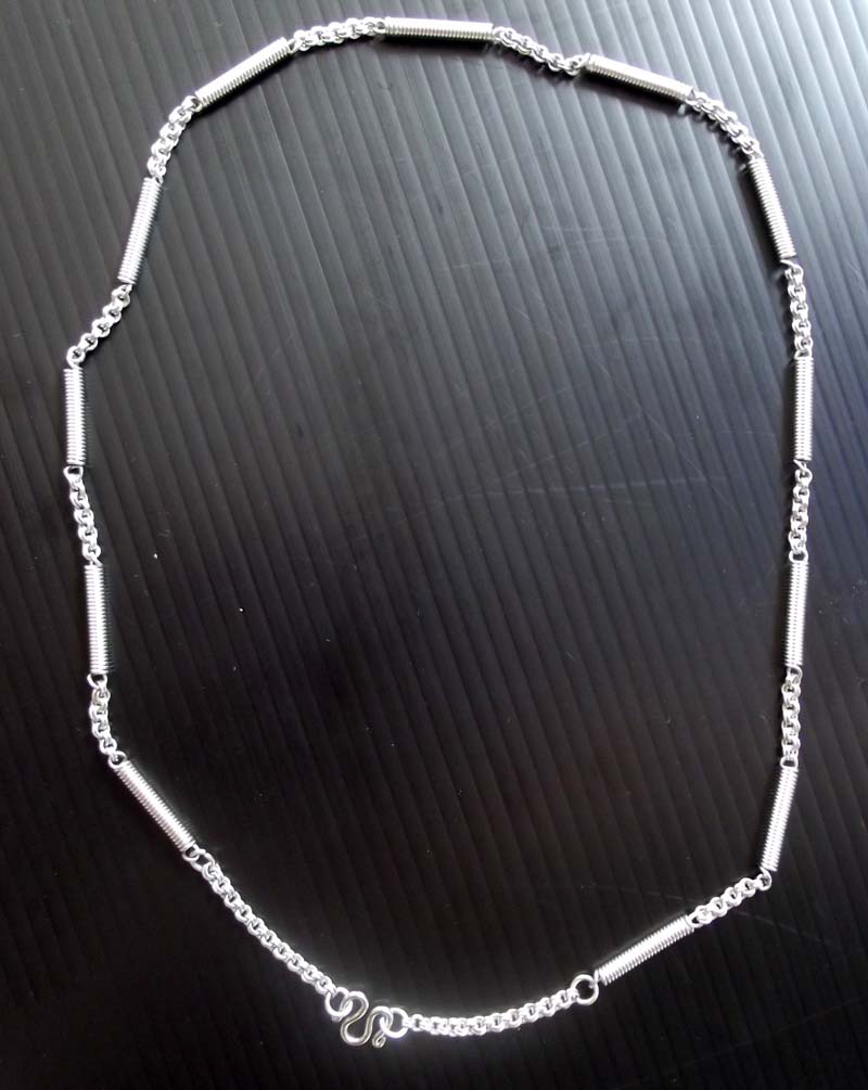 Stainless Steel Neck Chain for Amulets - Thick Gauge with spring coil segments  - for 1 to 3 amulets attachment - 31 Inches long