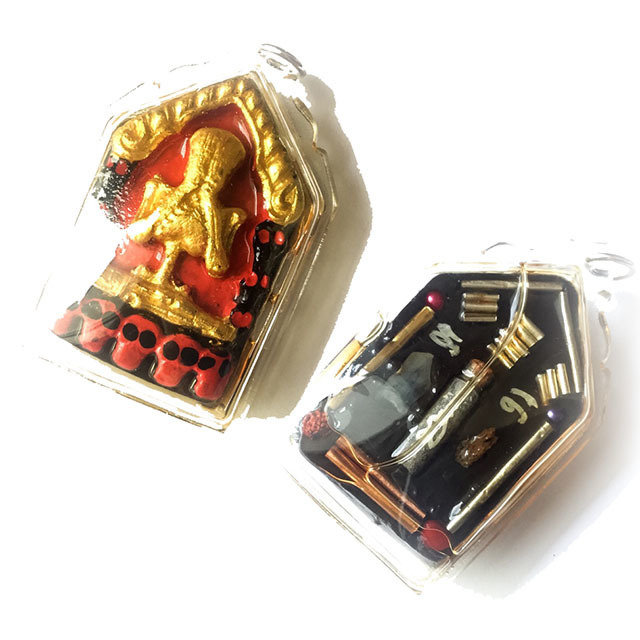 Prai Ngern Larn Ser Huay Ruay Ber for Gambling and Lottery 2 Takrut Sian Panan Prai Powder Flask + Chin Aathan Ghost Bone 13 Takrut Sethee 4 Takrut Tat See - Ajarn Song Yos