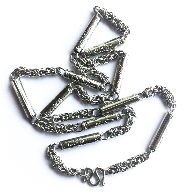 Stainless Steel Neck Chain for Amulets  30 Inches - Thick Gauge with Sacred Yant (Unalome) - For 1-5 Amulets at 25 inches