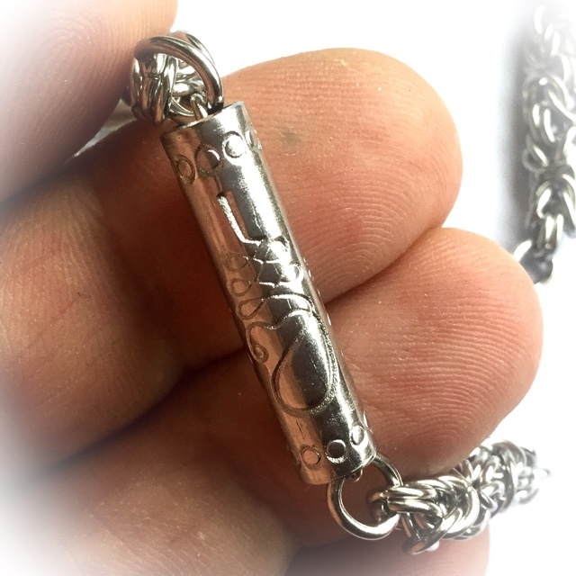 Stainless Steel Neck Chain for Amulets  30 Inches - Thick Gauge with Sacred Yant (Unalome) - For 1-5 Amulets at 25 inches