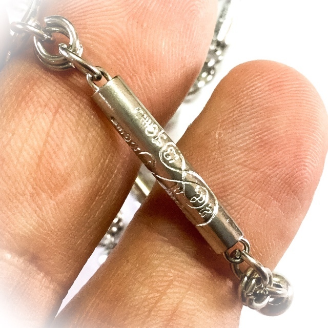 Stainless Steel Neck Chain For Amulets - Medium Gauge With Sacred Yant Nam Tao + Khom Spells - For 1-3 Amulets - 27 Inches Long