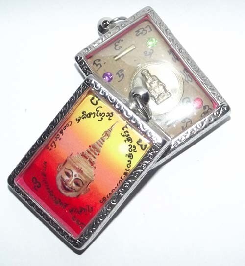 Pra Laks Hnaa Tong Ongk Kroo Locket With Gems, Takrut, &amp; Tai Suay La God of Wealth - Pra Ajarn Supasit