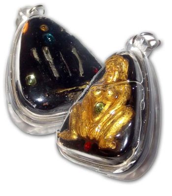Nang Prai Mae Bper Ongk Kroo Khmer Prai Deva Amulet 5 Takrut 6 Enchanted Gem Inserts in Sacred Prai Oil - Lersi Techo