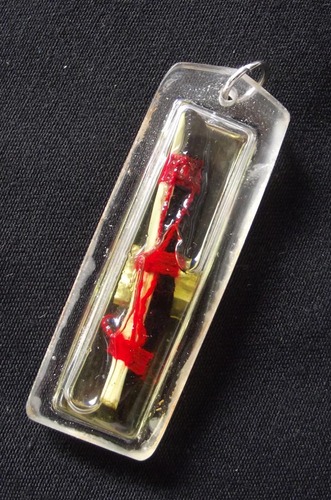 Takrut Riak Sap Pongan Pai (Money Caller/Protector) Medium Size - Mad Daay Daeng Aakom Chae Nam Man Saep Sangwaas (in Prai Oil with Magical Hyae Yae wood) - 2nd Edition - Pra Ajarn Oe Putto Raksa