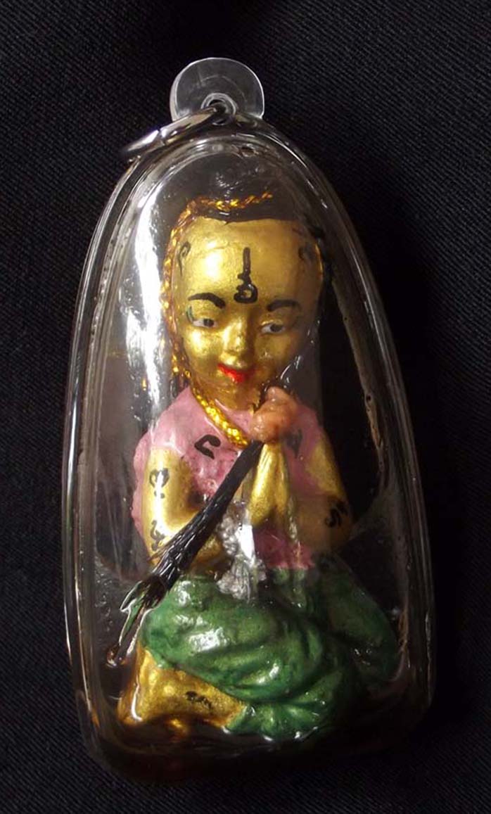 Kumaree Noo Ueay 'Ongk Kroo Pised' (Ghost of Little Miss Ueay) Liam Nam Man - Real Ghost Hair, Chin Aathan, Gems, Bone, Chin Aathan + Prai Oil 3 Inches x 2 Inches - Pra Ajarn Taep Pongsawadarn 2555 BE