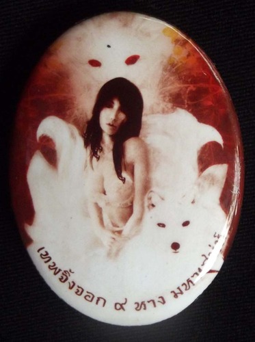 Locket Nang Jing Jork Gao Hang (9 Tails Fox) Ongk Kroo Pised - &#39;Bantian Mian Jia&#39; edition 2555 BE - 3 Gems 4 Python + 6 silver Takrut 4 Pearls +2 Look Namo + Jing Jork + Rak Sorn Flower - Luang Phu In