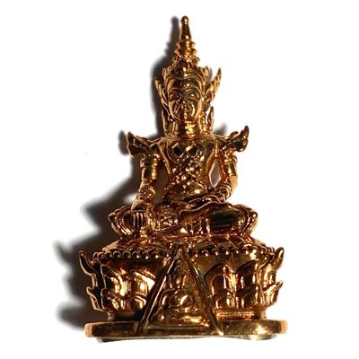 Pra Kring Nang Paya Song Krueang Pim Lek (Small) 3.2 x 2 Cm - Pink Gold + Solid Silver Base - Sethee Nang Paya 2556 BE Edition - Wat Nang Paya