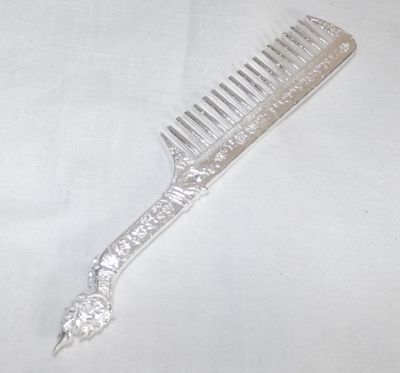 Hwee Maha Mongkol (Large 12 Cm) Money Comb of Great Blessings with Naga Head Handle - Nuea Ngern (Solid Silver) - Luang Phu Maha Kam Daeng - Sadta Mongkol Edition 2555 BE