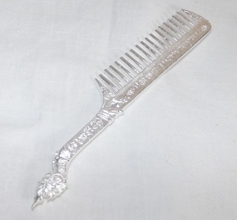 Hwee Maha Mongkol (Large 12 Cm) Money Comb of Great Blessings with Naga Head Handle - Nuea Ngern (Solid Silver) - Luang Phu Maha Kam Daeng - Sadta Mongkol Edition 2555 BE
