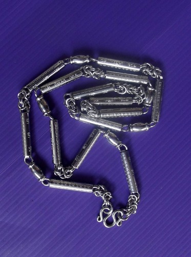Stainless Steel Neck Chain for Amulets - thick gauge with Square Spirals &amp; Lucky Blessing Inscription - from 1 to 5 amulets attachable 27 Inches long - price includes postage