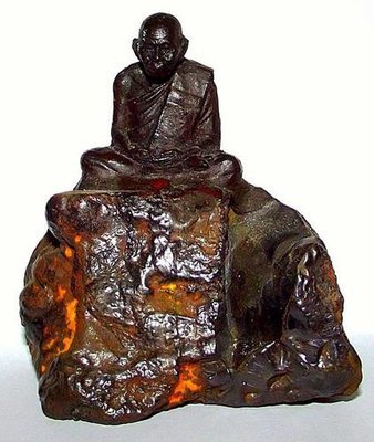 Adamantine Bucha Statue of the Great Master Por Tan Klai on a piece of Lek Lai - 3 x 3.6 Inches - Blessed by LP Khai &amp; the Khao Or Masters