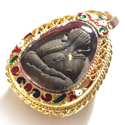Pra Pid Ta Maha Lap Sanaeh Sri Mongkol 2559 BE - Maha Wan 108 Powders 2 Takrut Khaen Gold Plated casing Coloured Enamels - Luang Por Raks Analayo - Wat Sutawat Vipassana
