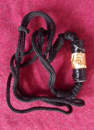 Takrut Sarapat Gan Gao Chan - Protection Scroll Amulet Neck Cord - black lacquer + gold leaf - Pra Ajarn Oe Putto Raksa
