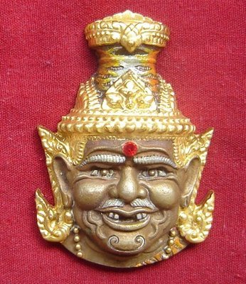 Phu Ruesi Ta Fai Kroo Deity mask - Nuea Samrit (Bronze) with sacred powders, (Nam Rerk) 3 Takrut and Tiger Yant - Luang Phu Naen Kampiro