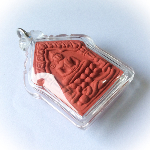 Pra Khun Phaen Prai Kumarn - Pink Sacred Powder Amulet 1 Gold Takrut + Ruby Gem - Chalong Somsak Pra Kroo Chan Ek edition 2556 BE - Luang Phu Sin - Free Casing