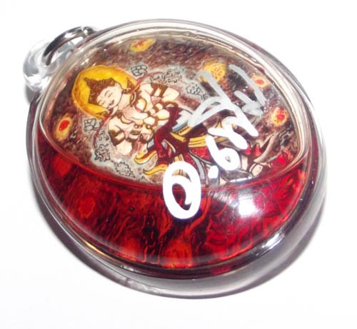Locket Paetch Payatorn in Sacred Prai Oils of Red Cockerel + Wan Dork Tong - 2 Takrut + Lingam Insert - A.C. Perm Prai Dam