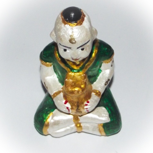 Kumarn Tong Bucha Statue (Green) - stuffed with Nam Man Prai - Luang Por Dam - Wat Pra Puttabat Radtana Kiree