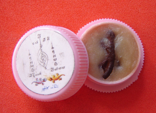 See Pherng Riak Sap (metta balm to attract treasures) - Fang Tukgae Aathan (Enchanted Lizard charm inserted) - Luang Por Lum - Wat Samakee Dhamma