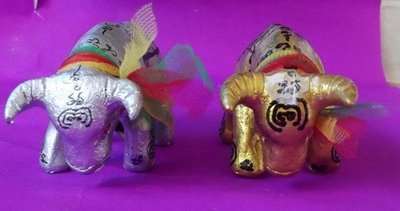Kway Tanu Ngern Tong Kum Krong Riak Sap (Sacred Arrow Bull for Protection and Riches) 2 piece Bucha Statue Set (Anti Black Magic) - Ajarn Wirataep Yan Kroo Prasit
