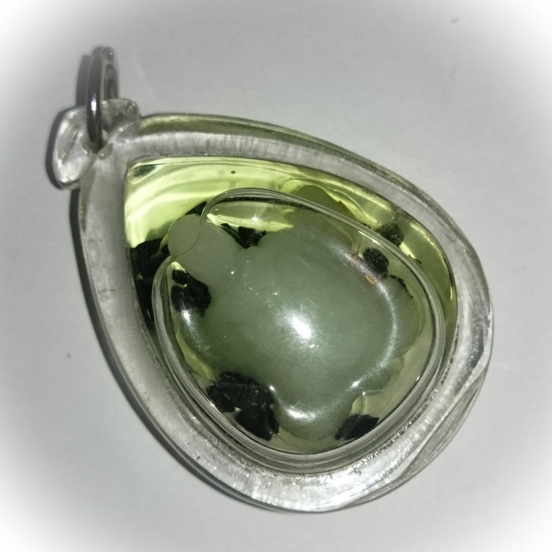 Paya Tao Ruean Maha Lap - Carved Agate Bodhisattva Turtle Amulet - Takrut + Ploi Sek Gems - Ta Poon (Forest Lay Sorceror)