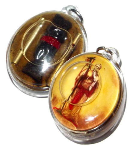Kamataep Locket - Deva of Love immersed in Prai Oil + In Koo + 2 Silver Takrut Maha Sanaeh - AC Perm Prai Dam