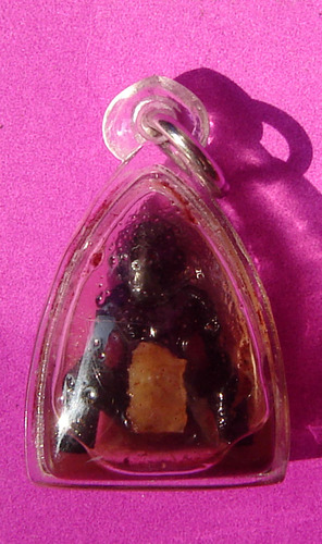 Mae Bper Prai Deity - Nuea Mai Paya Ngiw Dam (hand carved magical tree with ruling Deva) - with Chin Aathan piece attached and Ghost Mouth takrut in Prai oil -  Por Hnaan Singkhorn