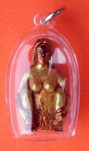 Mae Bper Montra Gae Aathan (prevent black magic, attract luck) - Ud Pong Nang Ok Dtaek (filled with broken hearted lady powder) - Luang Por Goy - Wat Khao Din Dtai (waterproof casing included)