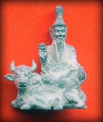Ruesi Isworn Song Ko (Shiva Ruesi sitting on sacred Nonti Cow)  Thai Brahman amulet - Luang Phu Nong, Wat Wang Sri Tong - Nuea Chin Dtagua Pasom Dee Buk