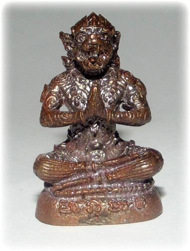 Hanuman Maha Waet Raay Montr (Hanuman Casting Spells) - Nuea Tong Daeng Phiw Fai (Flamed Copper with Sacred Powders and Takrut) - Luang Phu Ap + Luang Phu Yaem &#39;Ruam Baramee Puttakun&#39;