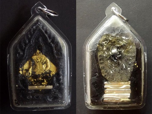 Pra Khun Phaen Gariang Kor Ma Ongk Kroo 10 Takrut (3 different spells) and real Pearl in rear face - Nuea Pong Maha Sanaeh Gariang Kor Ma Chae Nam Man (soak in charm oil) - LP Bpan