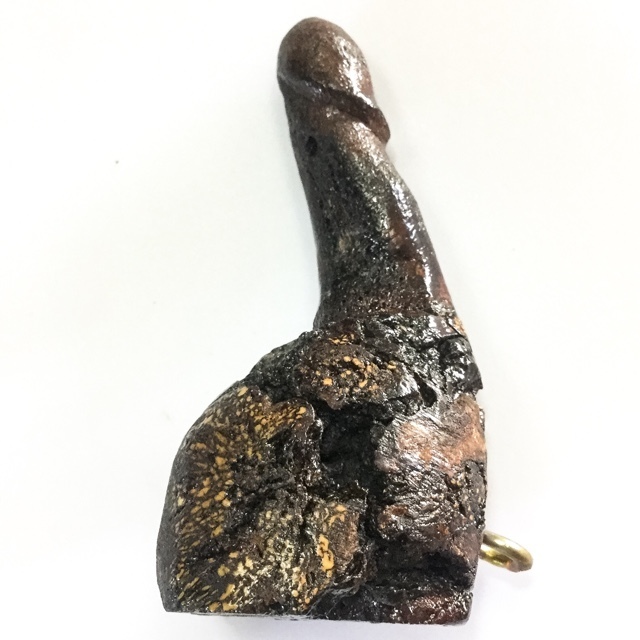 Palad Khik Mai Ga Fak Rak Koon - 8 x 4 Cm - Sacred Tree Phallic for Wealth and Mercy Charm - Luang Por Prohm Wat Ban Suan
