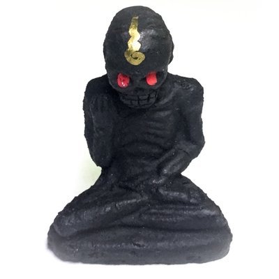 Por Hoeng Prai Aathan Golem Ghost 1.7 Inches High - Bone + Cemetery Earth Powders + See Pheung Nam Man Prai filled Base - Ajarn Wirataep