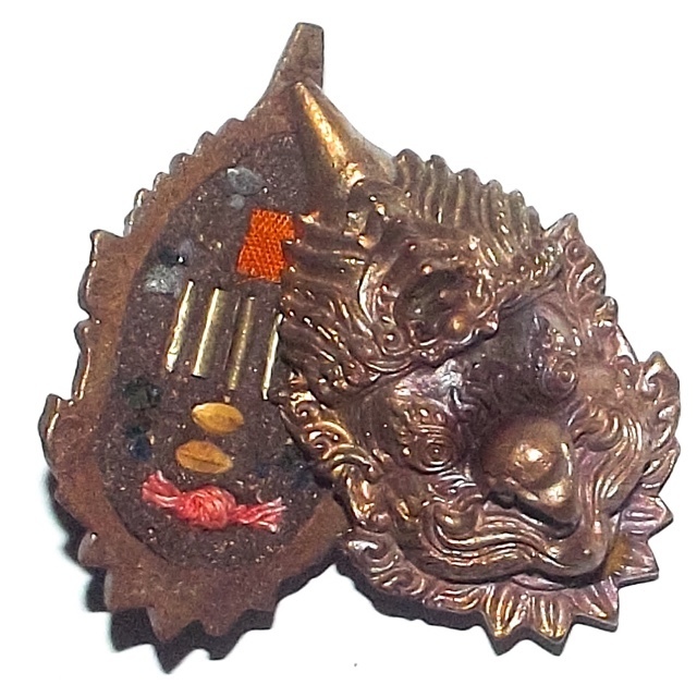 Siarn Paya Krut Garuda Mask - Nuea Chanuan Phiw Rung 5 Silver Takrut + Sacred Relics, Blessed Rice Grains, Monks Robe - Kroo Ba Aryachat - Wat Saeng Gaew Potiyan