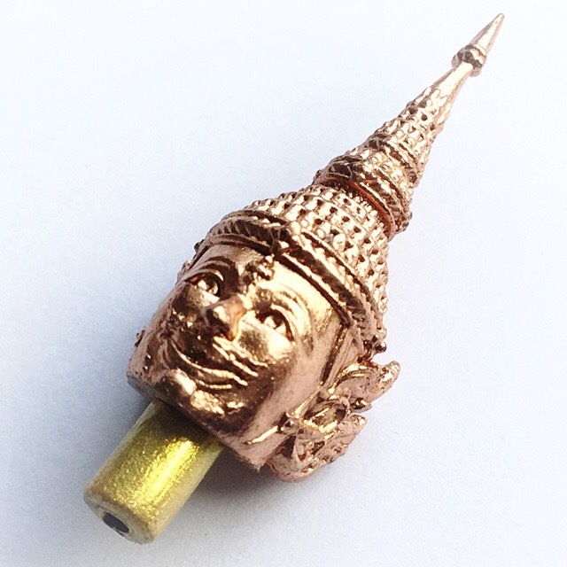 Siarn Kroo Pra Laks Hnaa Tong Gold Face Lakshman with Takrut Spell - Tan Jao Kun Tong Kam - Wat Nong Pla Duk 2558 BE
