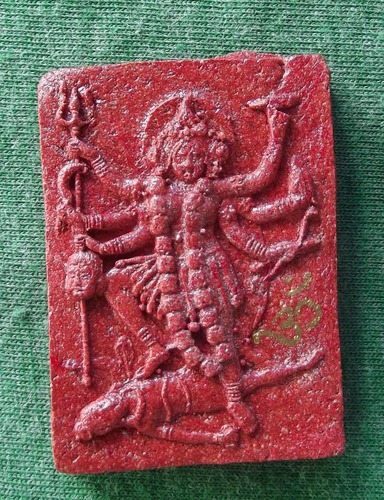 Jao Mae Kali (Wrathful Kali Goddess) - Nuea Pong Daeng Maha Sanaeh Fang Takrut Ngern Jarn Mer (red sacred powders with silver Takrut and hand inscription) - Ajarn Taep Pongsawadarn