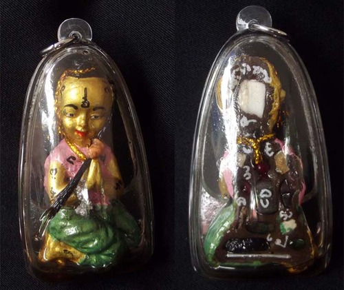 Kumaree Noo Ueay &#39;Ongk Kroo Pised&#39; (Ghost of Little Miss Ueay) Liam Nam Man - Real Ghost Hair, Chin Aathan, Gems, Bone, Chin Aathan + Prai Oil 3 Inches x 2 Inches - Pra Ajarn Taep Pongsawadarn 2555 BE