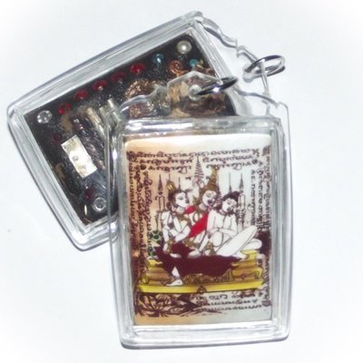 Taewada Hlong Hong Ongk Kroo (Jumbo)  Bantian Mian Jia 2556 BE - 2 Pearls, Paetch Payatorn, 2 Look Namo, 18 Gems, 3 silver + 2 python Takrut, Rak Sorn flower Only 50 Made - Luang Phu In