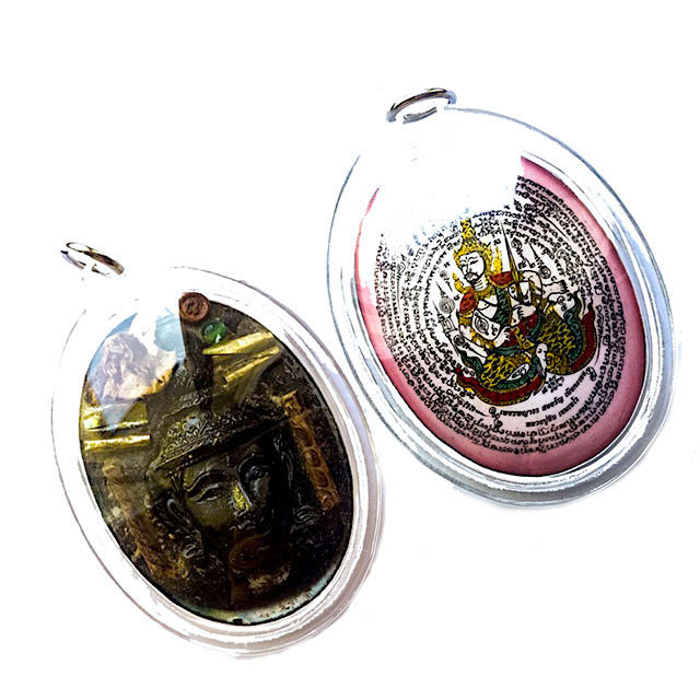 Tewada Long Hong (Paetch Payatorn) - Pink Face Jumbo Locket- 1 Rak Sorn Flower, 1 Deva, 1 Black Pearl 6 Takrut - Nia Kajia Maha Sanaeh 2554 BE edition - Luang Phu In Tewada Long Hong (Paetch Payatorn) - Pink Face Jumbo Locket- 1 Rak Sorn Flower, 1 Deva, 1 Black Pearl 6 Takrut - Nia Kajia Maha Sanaeh 2554 BE edition - Luang Phu In