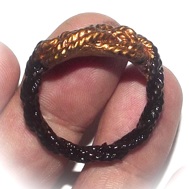 Hwaen Pra Pirod Fiery Warrior Ring of Protection and Power (Large) Stuffed with Sacred Powder + Takrut 3.0 Cm  - Luang Por Supoj
